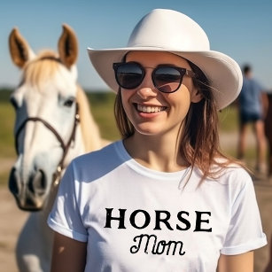 T-shirt Maman du cheval   Simple jolie rétro Script équest