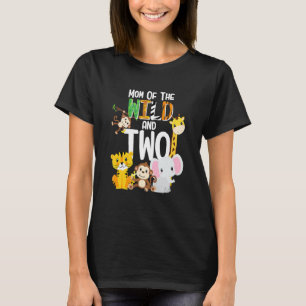 T-shirt Maman Du Far Et Deux Zoo Thème Anniversaire Safari