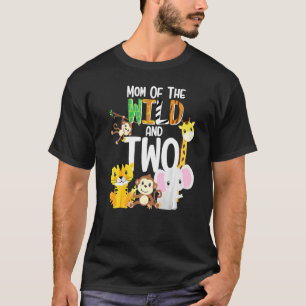 T-shirt Maman Du Far Et Deux Zoo Thème Anniversaire Safari