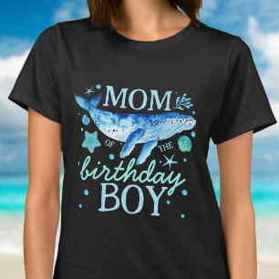 T-shirt Maman du garçon d'anniversaire sous la mer aquarel