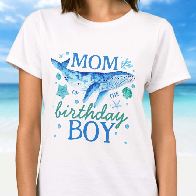 T-shirt Maman du garçon d'anniversaire sous la mer aquarel (Mom of The Birthday Boy Under the Sea Watercolor T-Shirt)