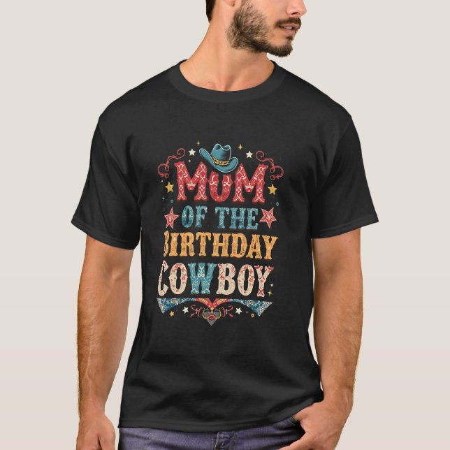 T-shirt MAMAN du thème cow-boy d'anniversaire (Devant)