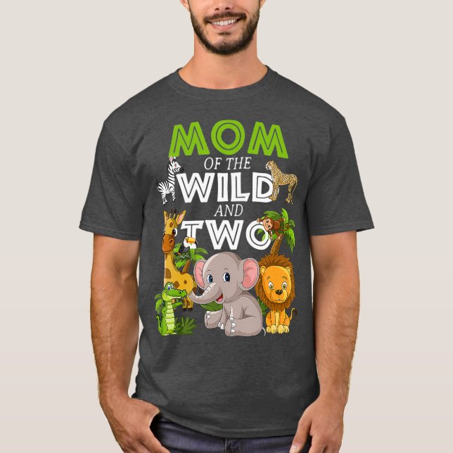 T-shirt Maman du Wild Two Zoo Anniversaire Safari Jungle (Devant)