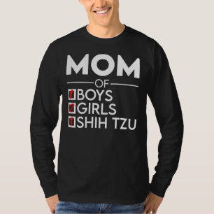 T-shirt Maman D'Un Garçon Deux Filles Et Un Chih Tzu