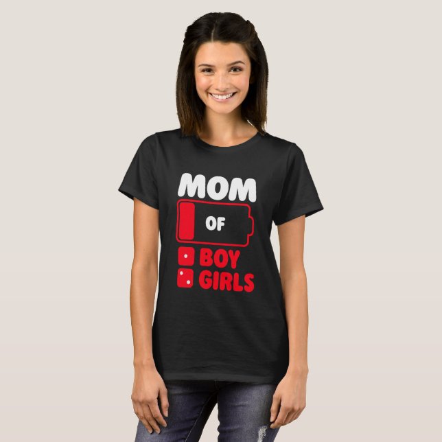 T-shirt Maman d'un garçon et deux filles (Devant entier)