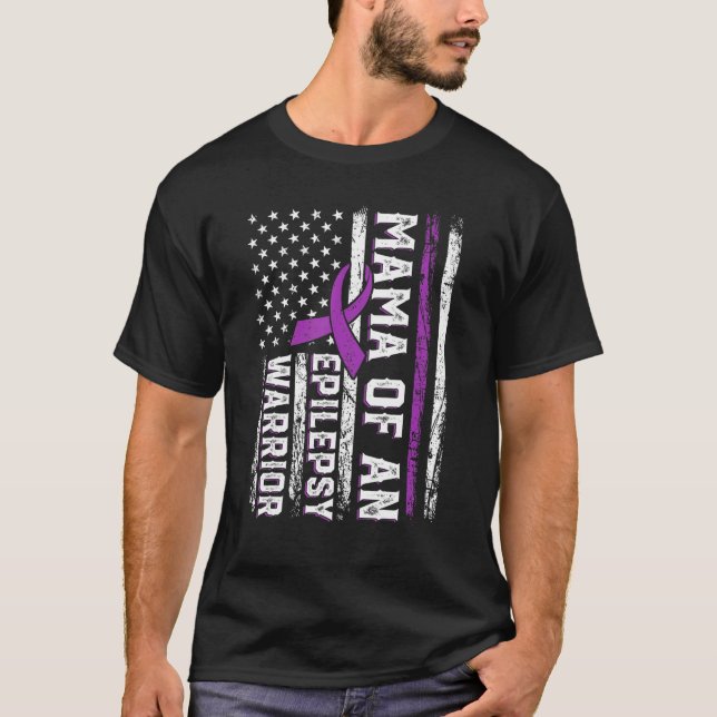 T-shirt Maman d'un guerrier Epilepsie violet Ribbon Suppor (Devant)