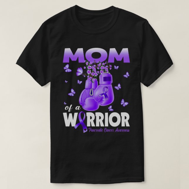 T-shirt Maman D'Un Guerrier Pancréatique Cancer Sensibilis (Design devant)