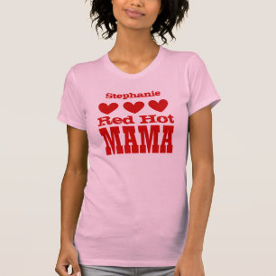 T-shirt Maman d'un rouge ardent avec le nom fait sur