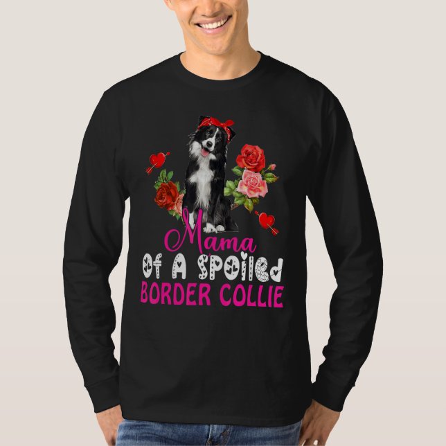 T-shirt Maman D'Une Frontière Gachée Collie Cute Chien Bow (Devant)