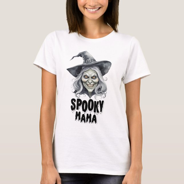 T-shirt Maman effrayante sorcière d'Halloween  (Devant)