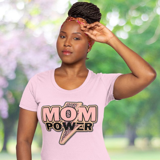 T-shirt Maman Empreinte de léopard rose Power (Créateur téléchargé)