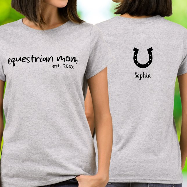 T-shirt Maman Équestre Script Moderne Année de Création (Créateur téléchargé)