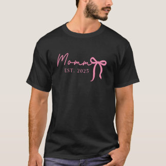 T-shirt Maman Est 2025 Attendez Baby 2025 Pink Coquette Bo