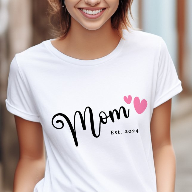 T-shirt Maman Est. année mère jour mignonne et le coeur de (Mom Est. year mothers day cute and script hearts T-Shirt)