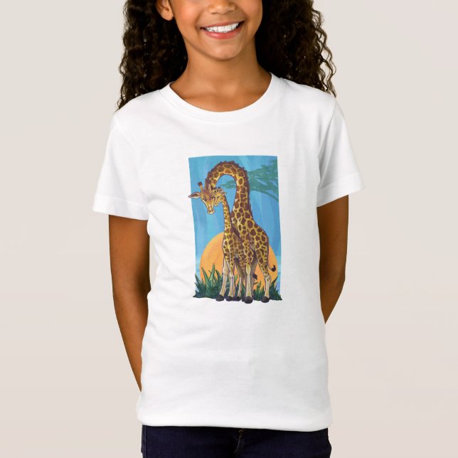 T-Shirt Maman et bébé de girafe (Devant)