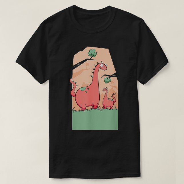 T-shirt Maman Et Bébé Dinosaur Famille Mignonne (Design devant)