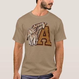 T-shirt Maman et bébé Giraffe Monogramme A