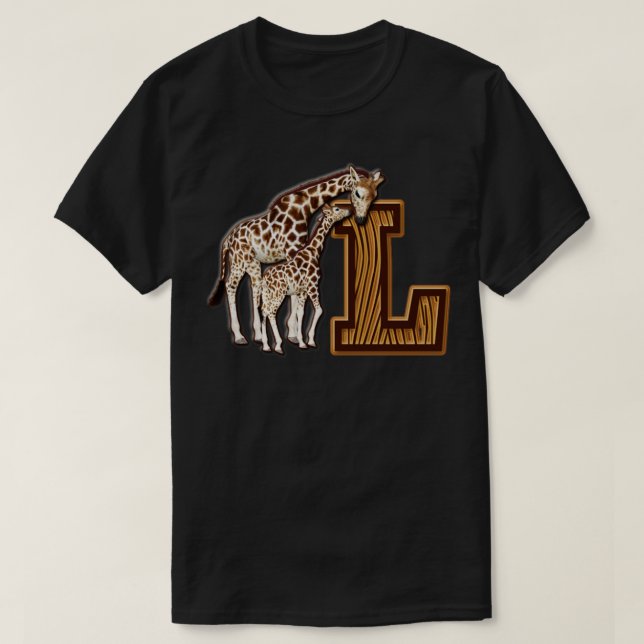 T-shirt Maman et bébé Giraffe Monogramme L (Design devant)