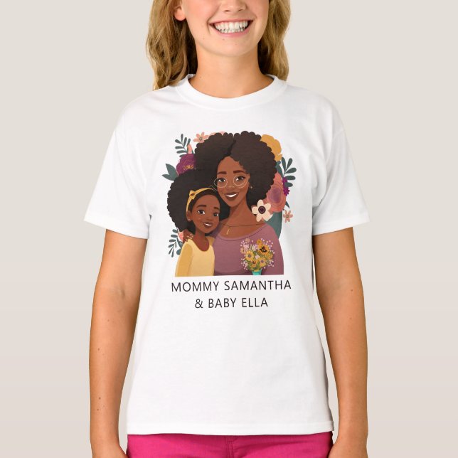 T-shirt Maman et fille noire personnalisée (14) (Devant)