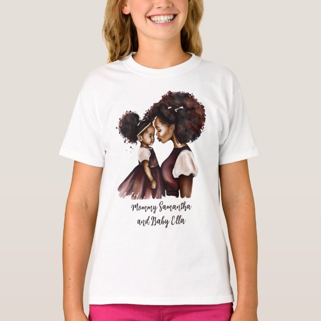 T-shirt Maman et fille noire personnalisée (5) (Devant)