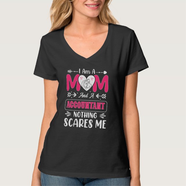 T-shirt Maman Et Un Comptable Rien Ne Me Fait Peur, Drôle (Devant)