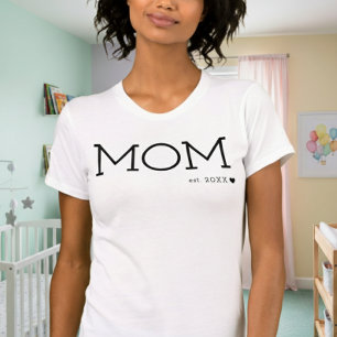 T-shirt Maman Etabli Coeur Noir Minimal