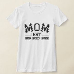 T-shirt Maman Établie Années Lettres Bloquer Personnalisé