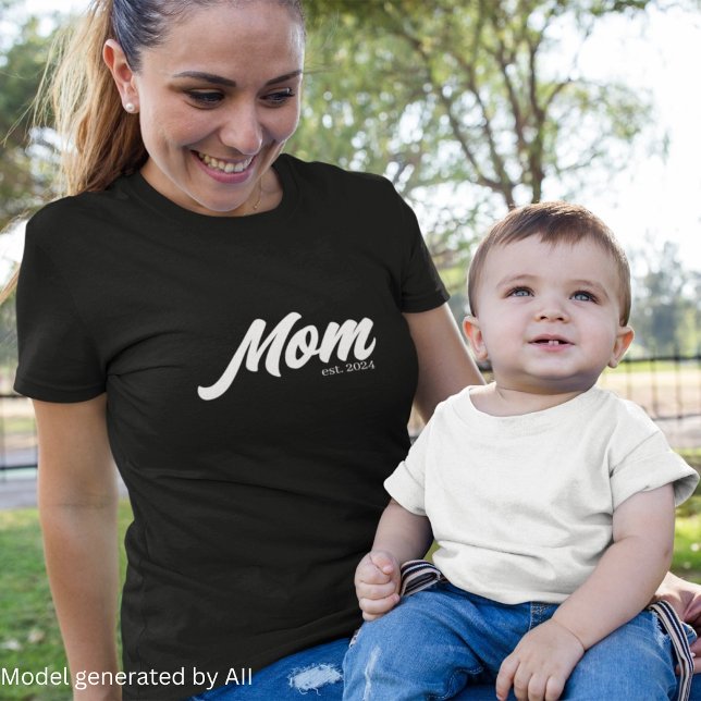 T-shirt Maman établie en écriture blanche (Créateur téléchargé)