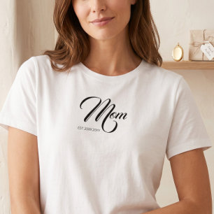 T-shirt Maman établie Script personnalisé Année Nouvelle M