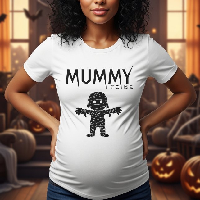 T-shirt Maman être Halloween Baby shower Maman Blanc (Mummy to be Halloween baby shower shirt for mother)
