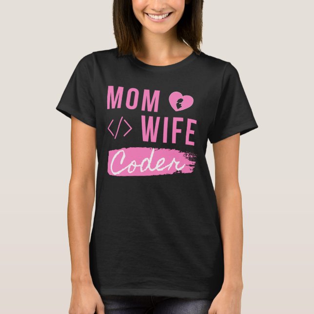 T-SHIRT MAMAN FEMME AU FOYER CODEUSE - MAMAN CODEUSE  (Devant)