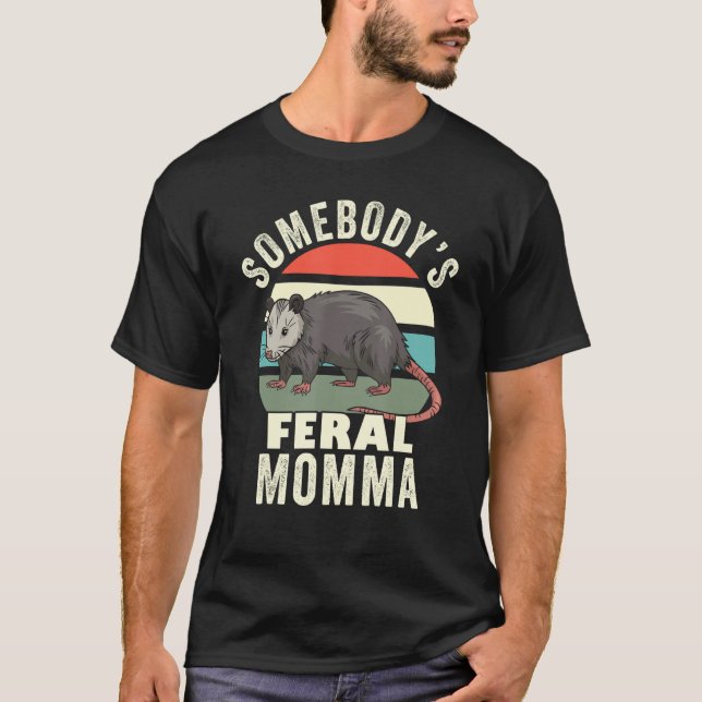 T-shirt Maman Feral Maman Rétro Feral Chat Maman (Devant)