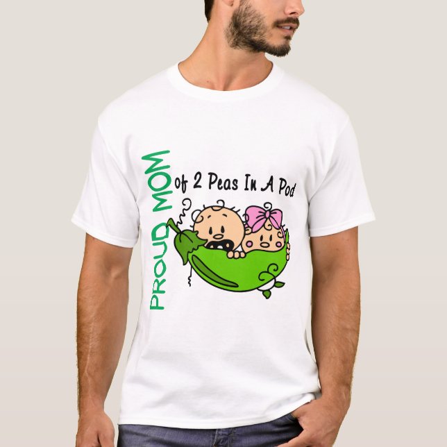 T-shirt Maman fière de 2 pois dans une VERSION 3 de cosse (Devant)