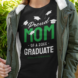 T-shirt Maman fière de Noir Vert diplômée en 2026