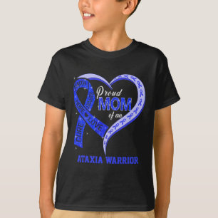 T-shirt Maman fière d'un guerrier d'ataxie Ruban bleu asso