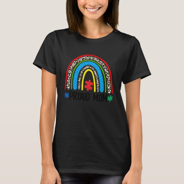 T-shirt Maman fière léopard arc-en-ciel Sensibilisation à  (Devant)