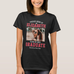 T-shirt Maman Fière Photo Personnalisée Année Diplômé Pare