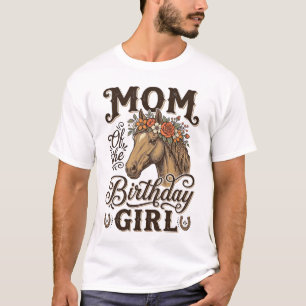 T-shirt Maman Fille D'anniversaire Floral Cheval Occidenta