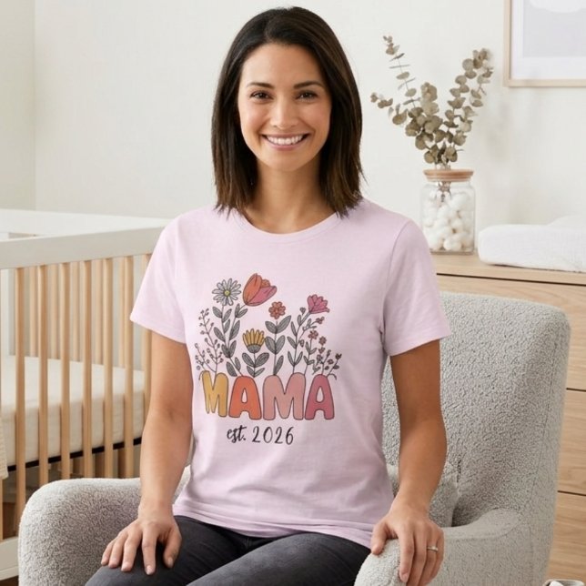 T-shirt Maman Fleur Sauvage Douce Année Design Boho (Créateur téléchargé)