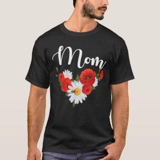 T-shirt Maman Fleurs de pavot Daisy Flowers Bee et Ladybug