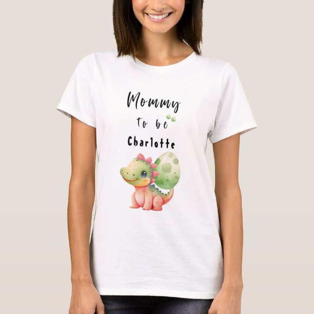 T-shirt maman future mignonne bébé dinosaure aquar (Devant)