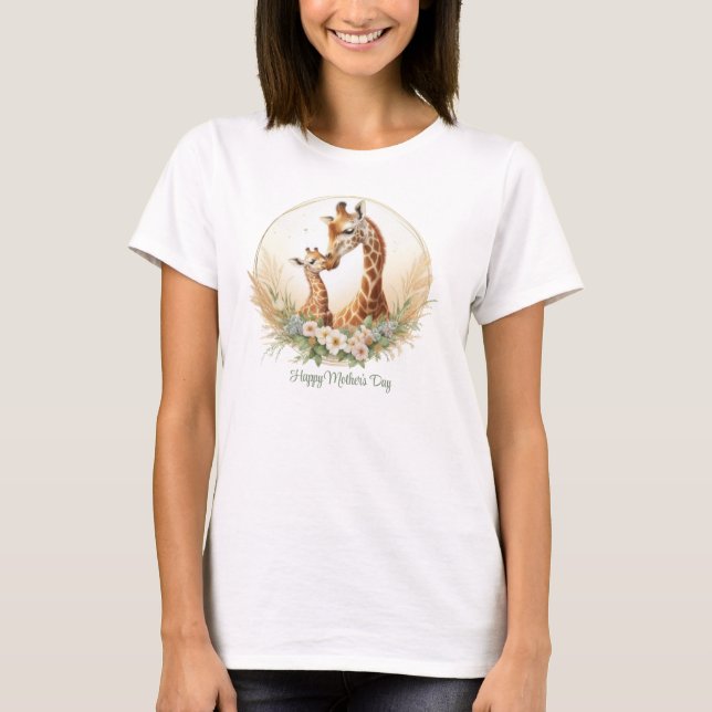 T-shirt Maman girafe avec baby safari pampas Fête des mère (Devant)
