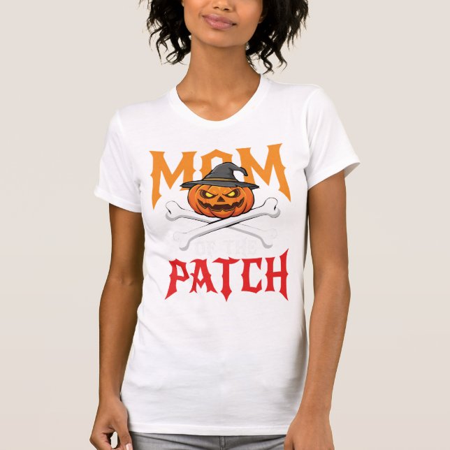 T-shirt Maman Halloween de Patch Pumpkin Sorcière (Devant)