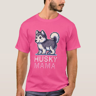 T-shirt Maman Husky Pixel Art Propriétaire de Chien Mignon