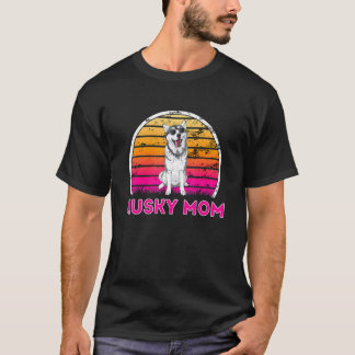 T-shirt Maman Husky Rétro Cool Fête des Mères