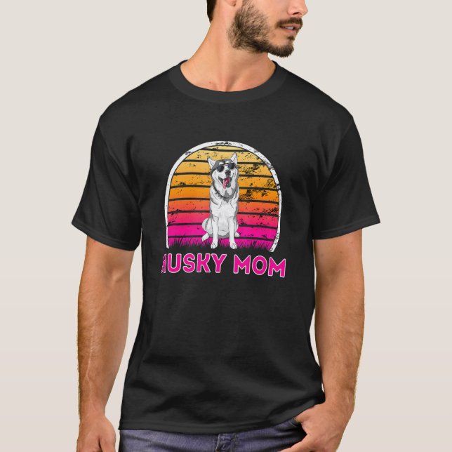 T-shirt Maman Husky Rétro Cool Fête des Mères (Devant)