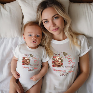 T-shirt Maman Joue avec Sloth Notre première fête des mère