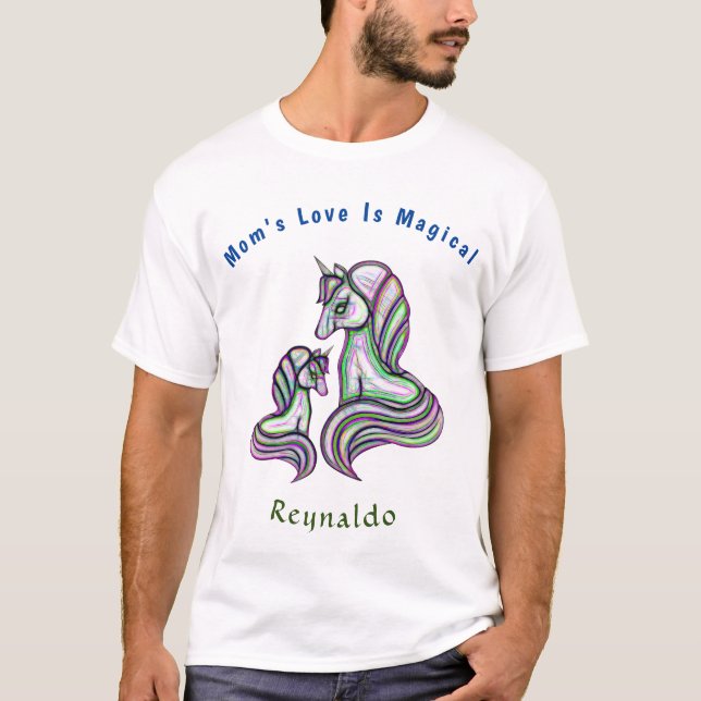 T-shirt Maman L'Amour Est Magique Unicorne Personnaliser (Devant)
