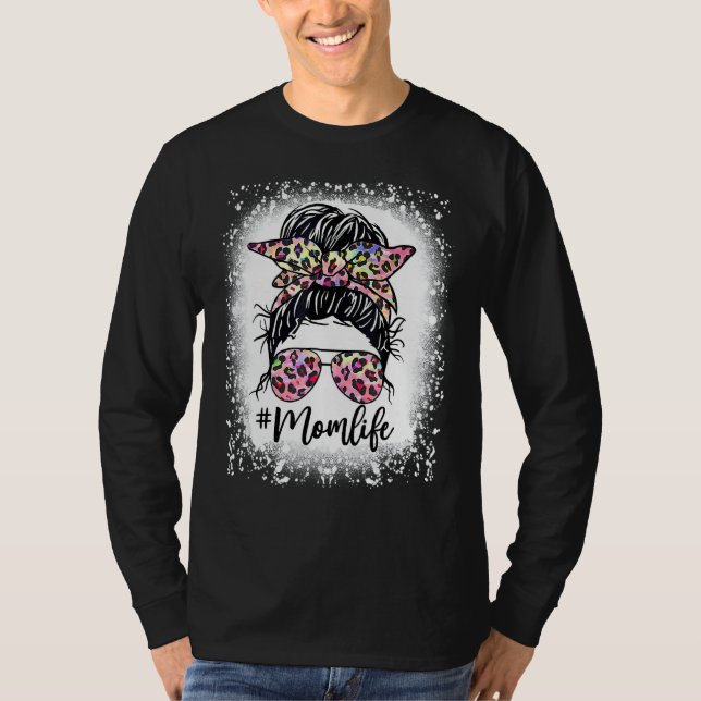T-shirt Maman léopard rose Vie Mère blanchie Fête des Mère (Devant)