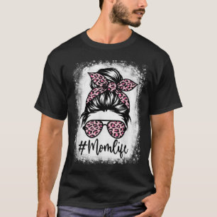 T-shirt Maman léopard rose Vie Mère blanchie Fête des Mère